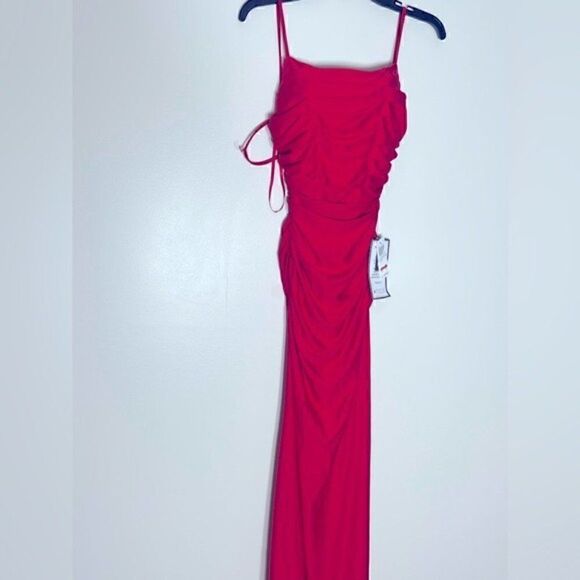 B DARLIN Cowl Neck Shirred Gown Juniors 3/4 Black Solid Sleeveless Back Zipped - Picture 7 of 9